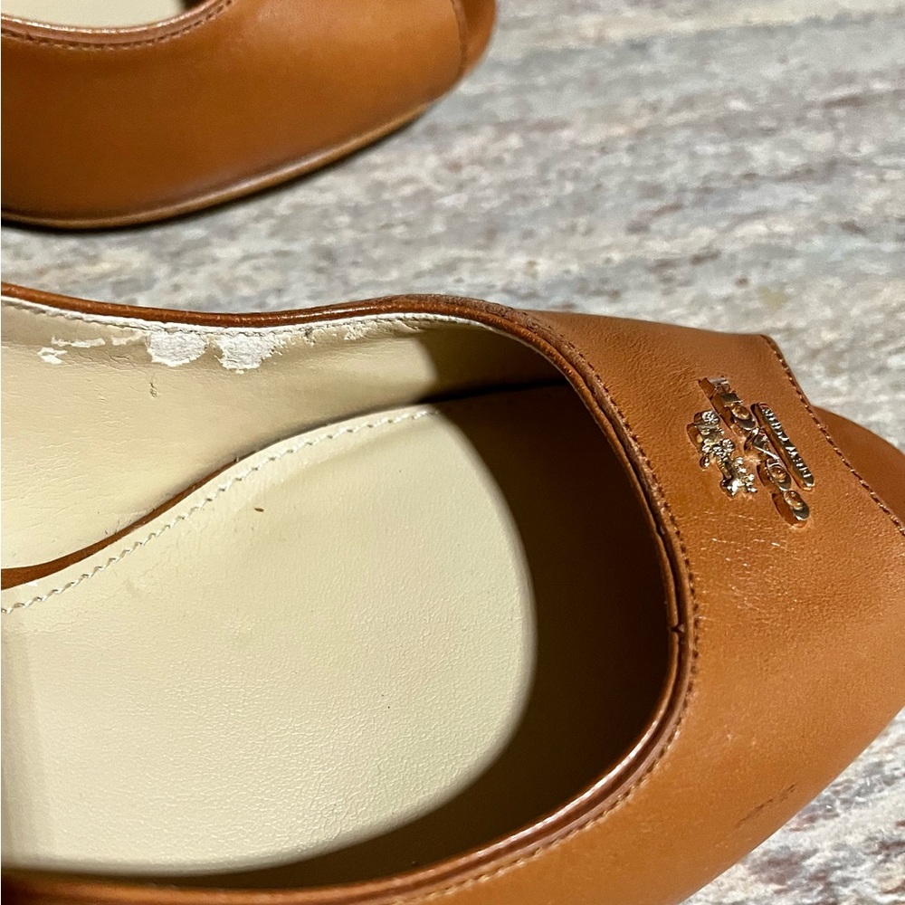 Coach GALA Women's Brown Peep Toe Wedge Heels - Picture 6 of 16